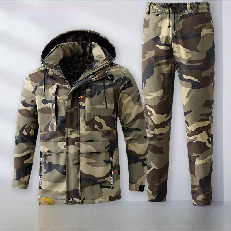 Утепленный камуфляжный рабочий костюм – прочный, морозостойкий, теплый из хлопка для осени/зимы