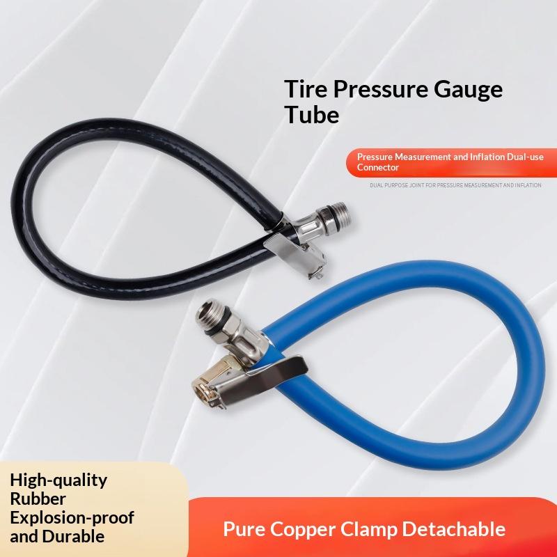 Car Truck Tire Pressure Meter with Inflator and 12 Inch Flexible Rubber Hose Accurate Air Gauge for Auto Repair Garage Use
