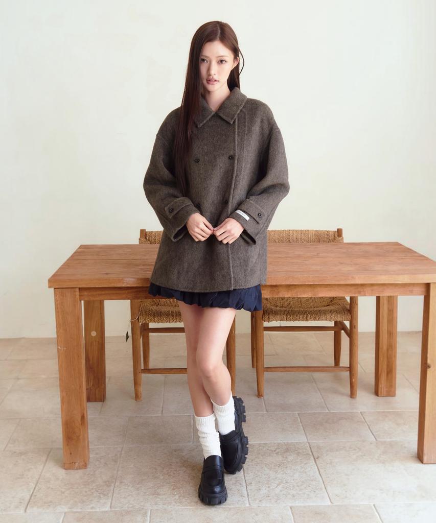 THE GREEN LAB Double Half Coat [Khaki Brown]