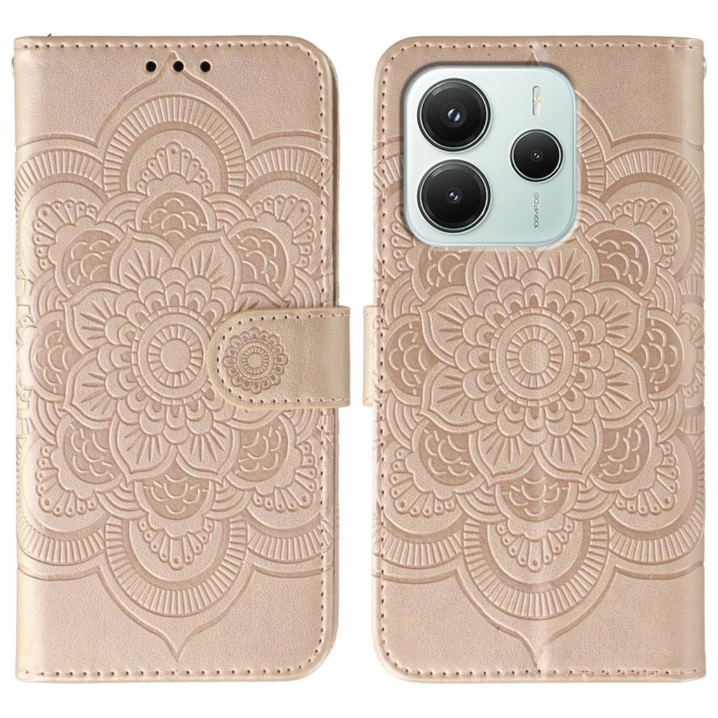 For Xiaomi Redmi Note 14 5G/Poco M7 Pro 5G Case PU Leather Mandala Imprinted Design Wallet Phone Cover