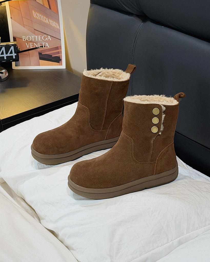 Женские зимние сапоги из овечьей шерсти, новые, зимние, с густым мехом, на толстой подошве, нескользящие, теплые ботинки Birkenstock.