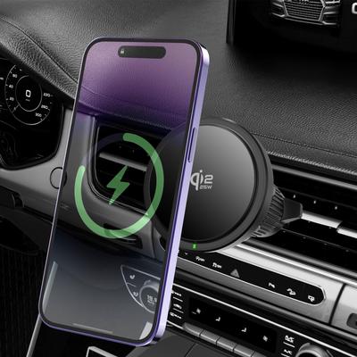 25 Вт Магнитное автомобильное беспроводное зарядное устройство QI2.2 и держатель для телефона с охлаждением, совместимое с MagSafe