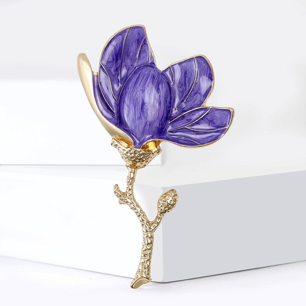 Корейская версия новой броши-магнолии из эмали из сплава, маленькая и свежая, универсальная, женская рубашка, нагрудный цветочный аксессуар-брошь