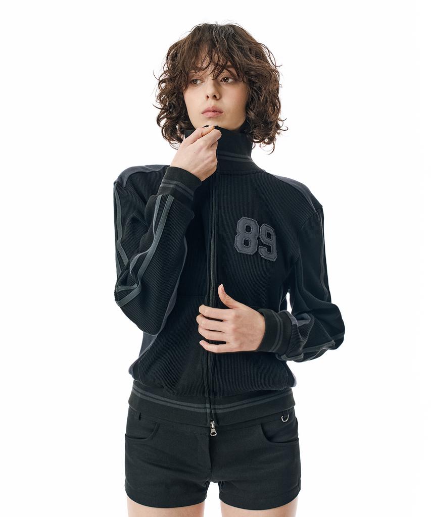 Вафельная спортивная куртка Secondmono [Черный]_Sejk022Black