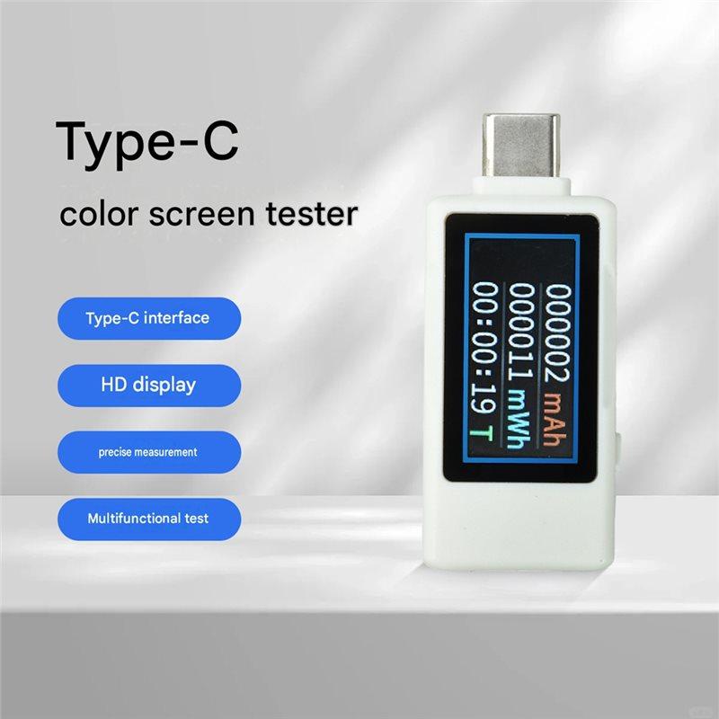 J1UL1N Ammeter Voltmeter DC4-30V Type-C Tester TFT Digital Power Capacity Meter Bidirectional Current Measurement