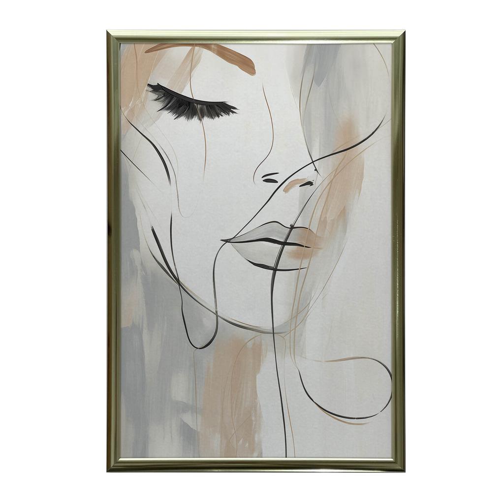 Elegance In Brushstrokes Elegance In Brushstrokes, 70X100 Cm, Dark Brown Wooden Frame, 230 Gsm Matte Paper
