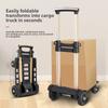 Silent 4-Wheel Folding Hand Truck Dolly Cart – Up To 40kg,Extendable Platform & 2 Elastic Straps for Travel,Moving & Storage