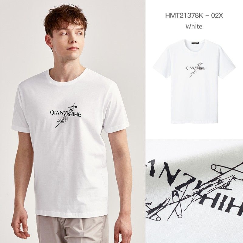 Thousand Paper Cranes Men's Pure Cotton T-Shirt Short Sleeve 2024 Summer New Style Youth Round Neck Casual Half-Sleeve T-Shirt 21378