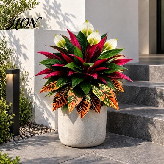 UV Resistant Fake Plants Artificial Fern Plant, Autumn Themed Faux Greenery Arrangement, Ferns for Office Desk Leaves Garden Porch Patio Entrance