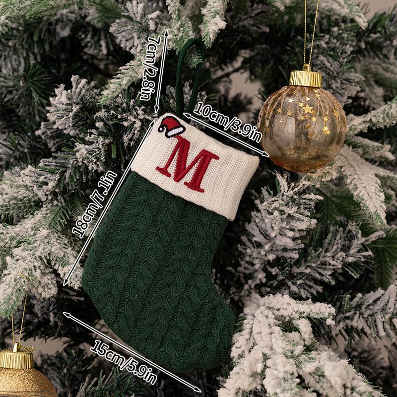 Christmas Stocking Knitting Snowflake Letter Socks Christmas Decoration For Home Christmas Alphabet Knitting Sock New Year  Gift