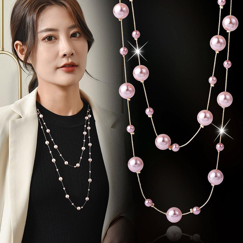 Pearl Clothes Pendant Accessories Necklace Women'S Sweater Chain 2022 Trendy Long Style Niche Autumn And Winter