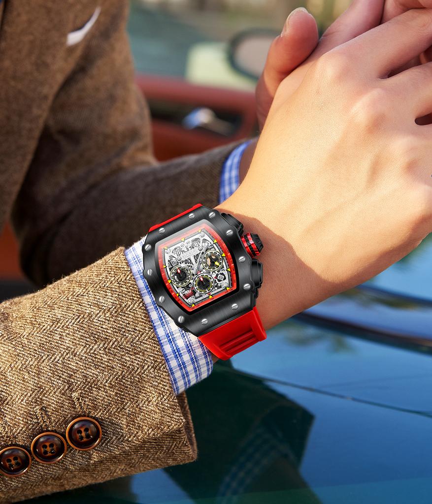 Кварцевые часы для мужчин, ковшовый стиль, таймер, хронограф, календарь, водонепроницаемые, 50 м, силиконовый ремешок, спортивные мужские часы Reloj Hombre