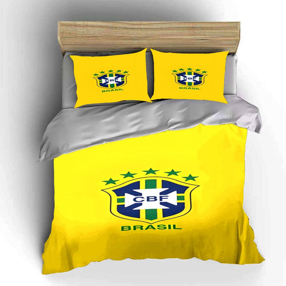 Brazil football crest pattern. Bedding sets Duvet cover sets Duvet covers Pillowcases(1 * Duvet Cover 2 * Pillowcases, without duvet insert)