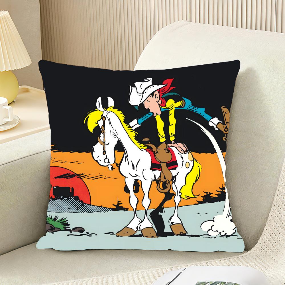 Мультяшная Наволочка С Lucky Luke, Двусторонняя Плюшевая Наволочка Для Подушки, Декоративная Наволочка В Подарок Для Автомобиля, Дивана, Спальни