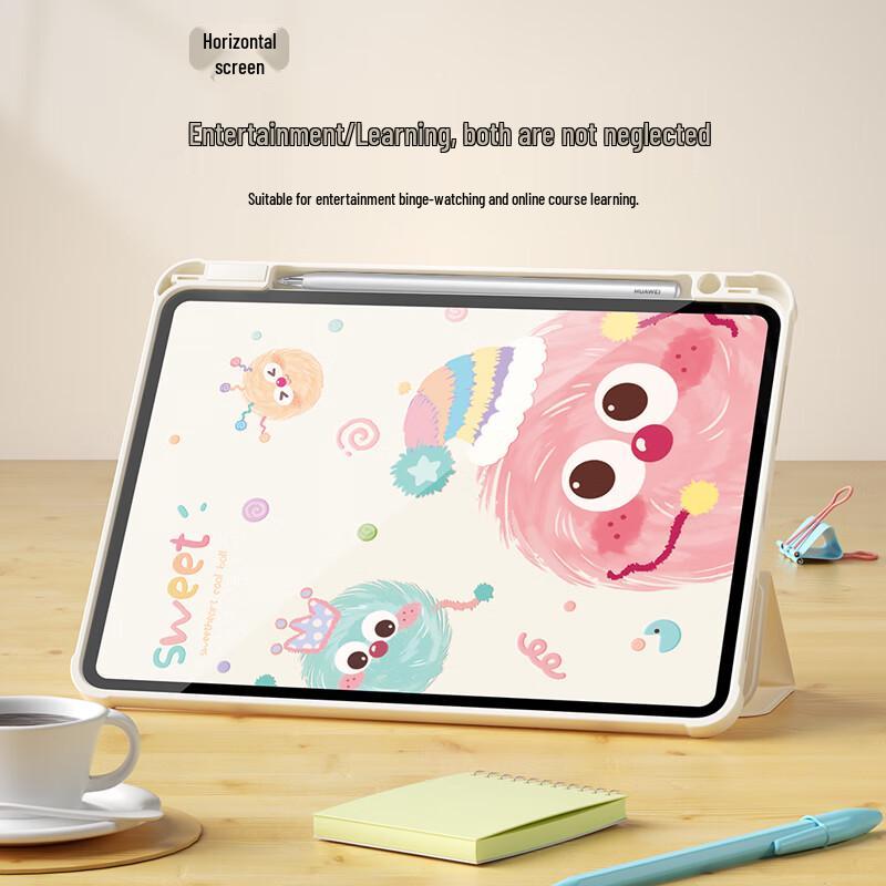 QBOSS Чехол-книжка с вращением и слотом для стилуса для Huawei MatePad - Дизайн "Цветной Футбол"