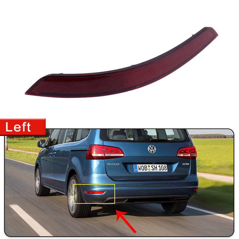 For Volkswagen VW Sharan 2011~2016 7N0945105B 7N0945106B Car Rear Bumper Reflector Taillight Brake Fog Warning Lamp Red Lens