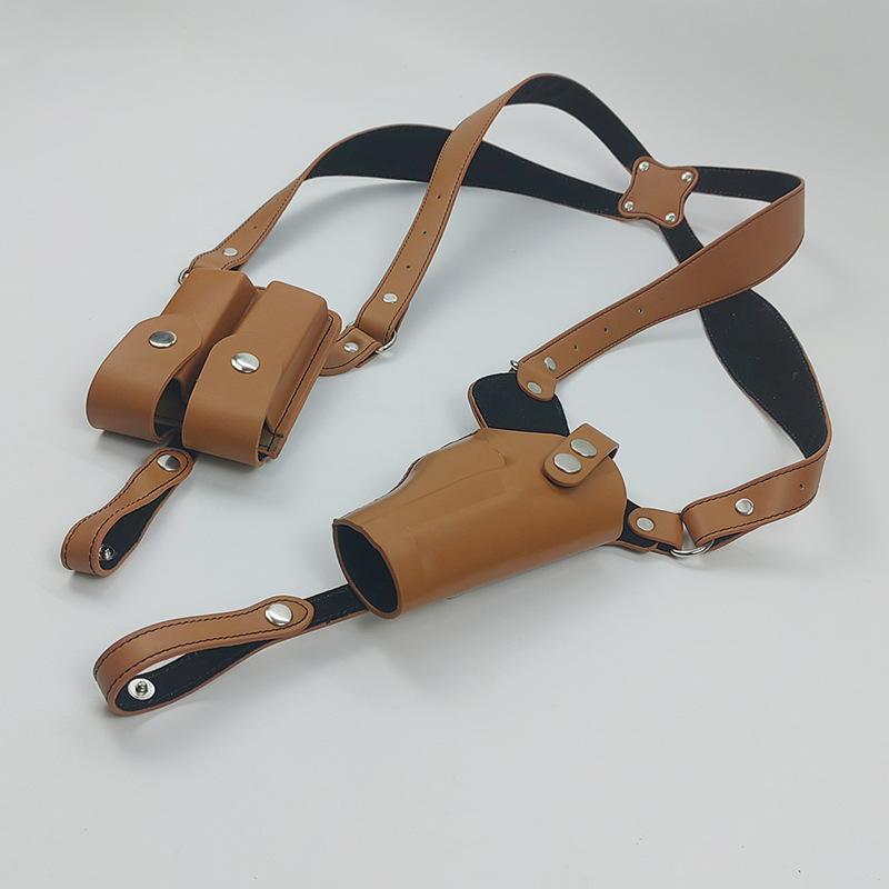 PU Leather Underarm Shoulder Holster with Double Magazine Pouch, Concealed Carry Tactical Holster Compatible for Glock 19 & 1911