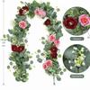 1 шт. Искусственный ротанг 180 см / 6 футов Искусственная гирлянда из эвкалипта с темно-синими и белыми розами Для свадеб Праздничное украшение для вечеринки