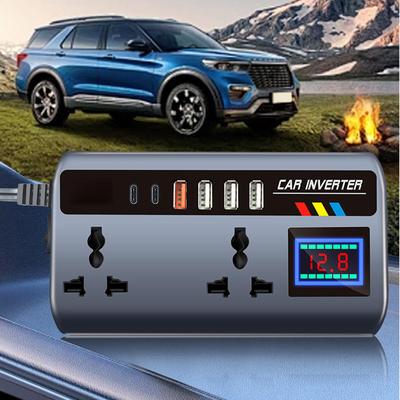 Портативный автомобильный инвертор-преобразователь Быстрозарядные порты Автомобильное зарядное устройство 12В/24В в 220В Инвертор 3 USB-порта Автомобильные аксессуары