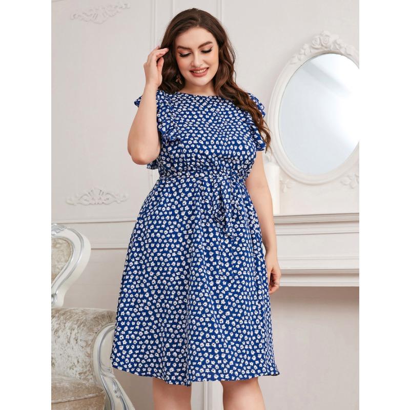 Платье больших размеров. Женские летние платья без рукавов с большим подолом и принтом.