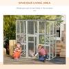 Wooden Catio Cat Outdoor Enclosure, Cat Cage with Waterproof Roof, Platforms, for Multiple Kittens, 180 x 98 x 180 cm