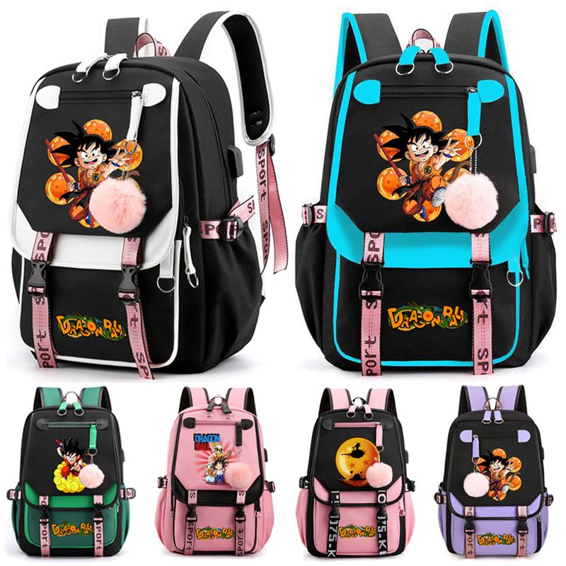 Аниме Dragon Ball Женский мультяшный рюкзак Водонепроницаемый USB рюкзак с легкой книжной сумкой для детей Подарки Мужчины Женщины Дорожная сумка Сумка для отдыха Рюкзак