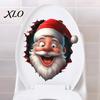 Festive Toilet Tank Clings Funny Santa Sticker, Christmas Lid Decal, Self-Adhesive, 3D Holiday Party Decorations Hole Waterproof PVC Wall Sticker for