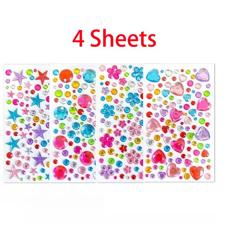 Набор блестящих самоклеящихся стикеров из ЭВА Звезды Сердца Разноцветные Звезды Сердца Камни Стикеры Поделки Стразы Камни DIY