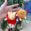 Cute Burger Hot Dog Plush Pendant Keychain Car Key Ring Accessories Decorative Gadget Interior Adorns Ornaments
