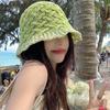 Полая плетеная панама для весны и лета, дышащая солнцезащитная кепка, солнцезащитные кепки, японские свежие зеленые женские шляпы