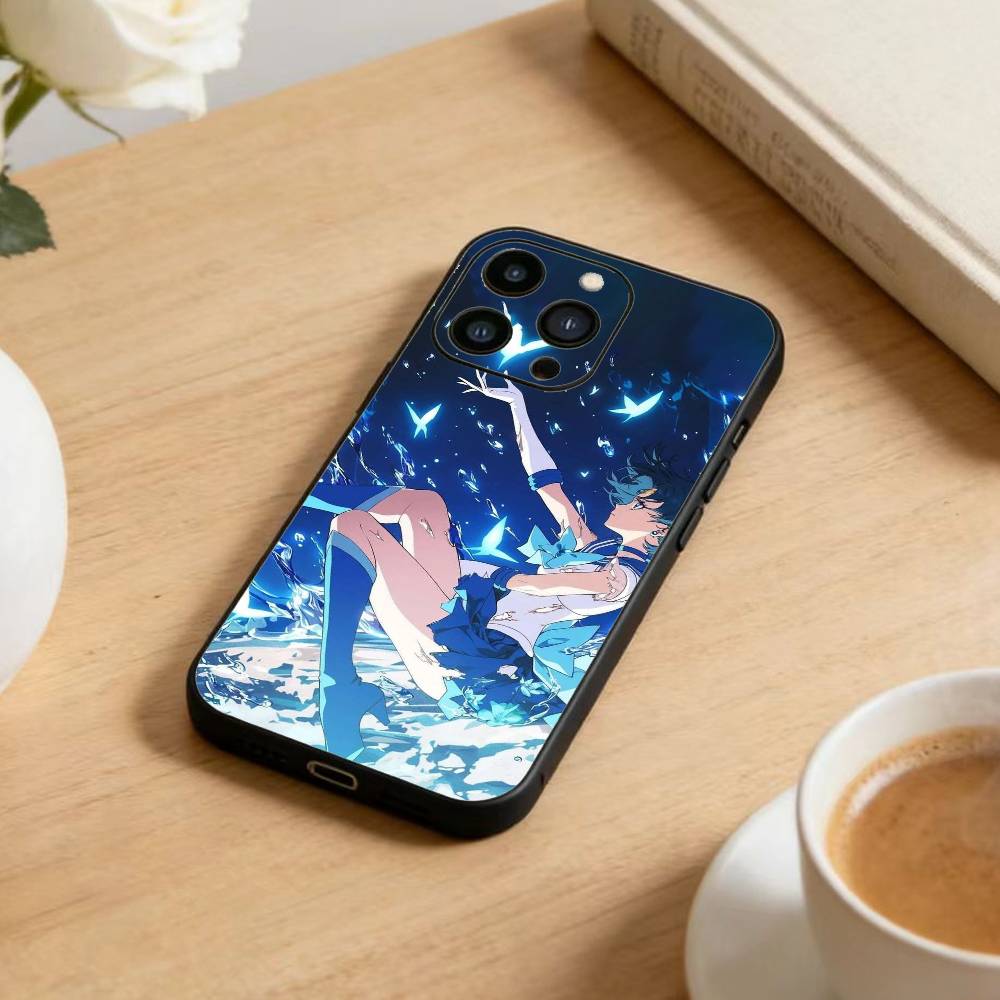 Cartoon D-Sailor M-Moons Phone Case For iPhone 16,15,14,13,12,17,Pro Max,Plus Silicone Black Case