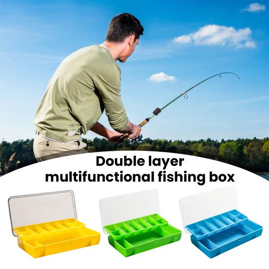 Прозрачный ящик для рыболовных приманок, двухслойный, с несколькими отделениями, портативный, водонепроницаемый, прочный, для хранения искусственных рыболовных приманок и аксессуаров