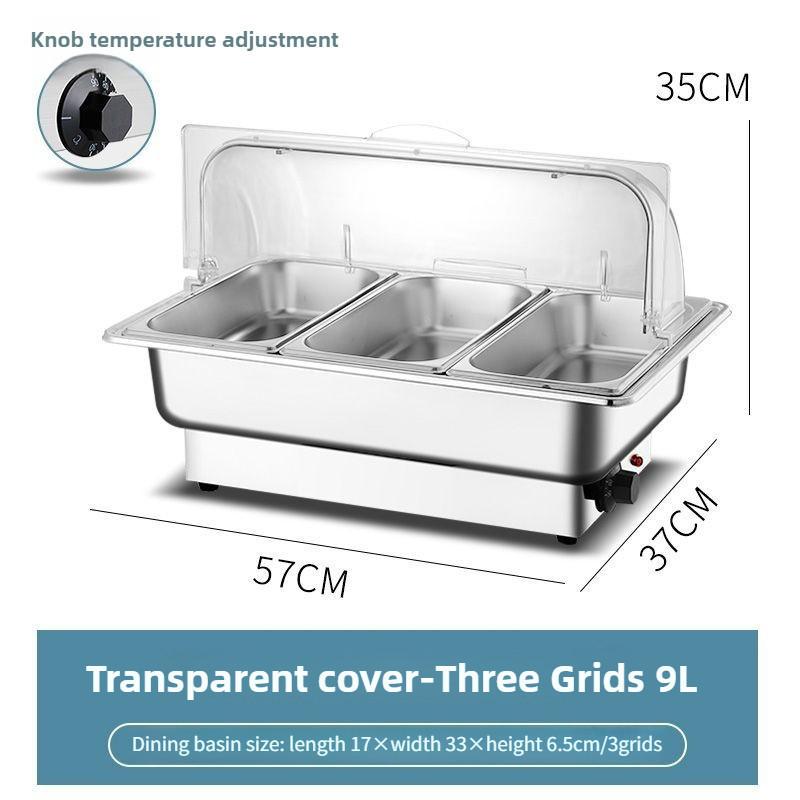 Electric Chafing Dish Adjustable Temp Roll Top Food Warmer Temp Display Catering Buffet Stove Stainless Steel Buffet Servers