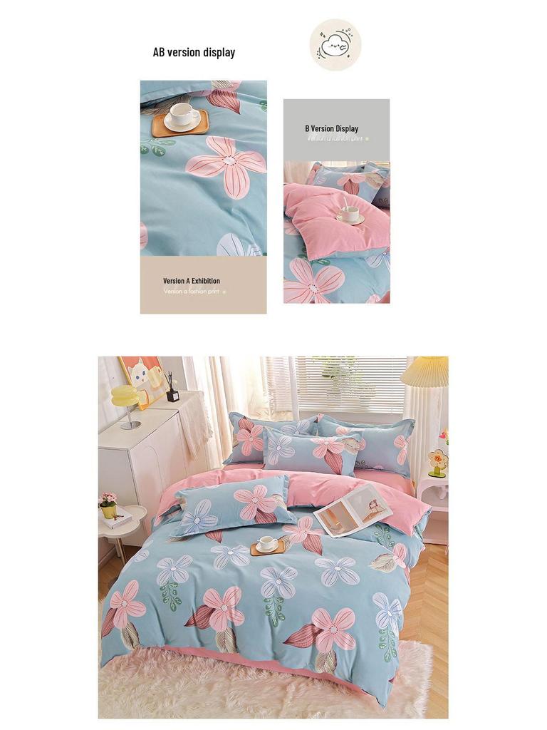 Постельный комплект из полосатого матового хлопка для осени/зимы – Утолщенный пододеяльник и простыня