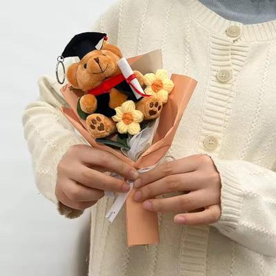 Мини букет цветов Dr Bear Искусственные цветы Подарок на День матери Цветы Ручная вязка Цветок Для выпускного Декор на день рождения
