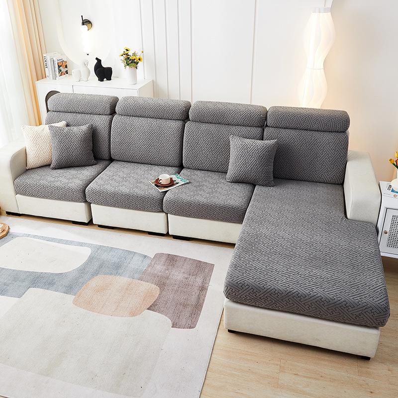 Комплект чехлов для дивана из однотонного нескользящего жаккарда