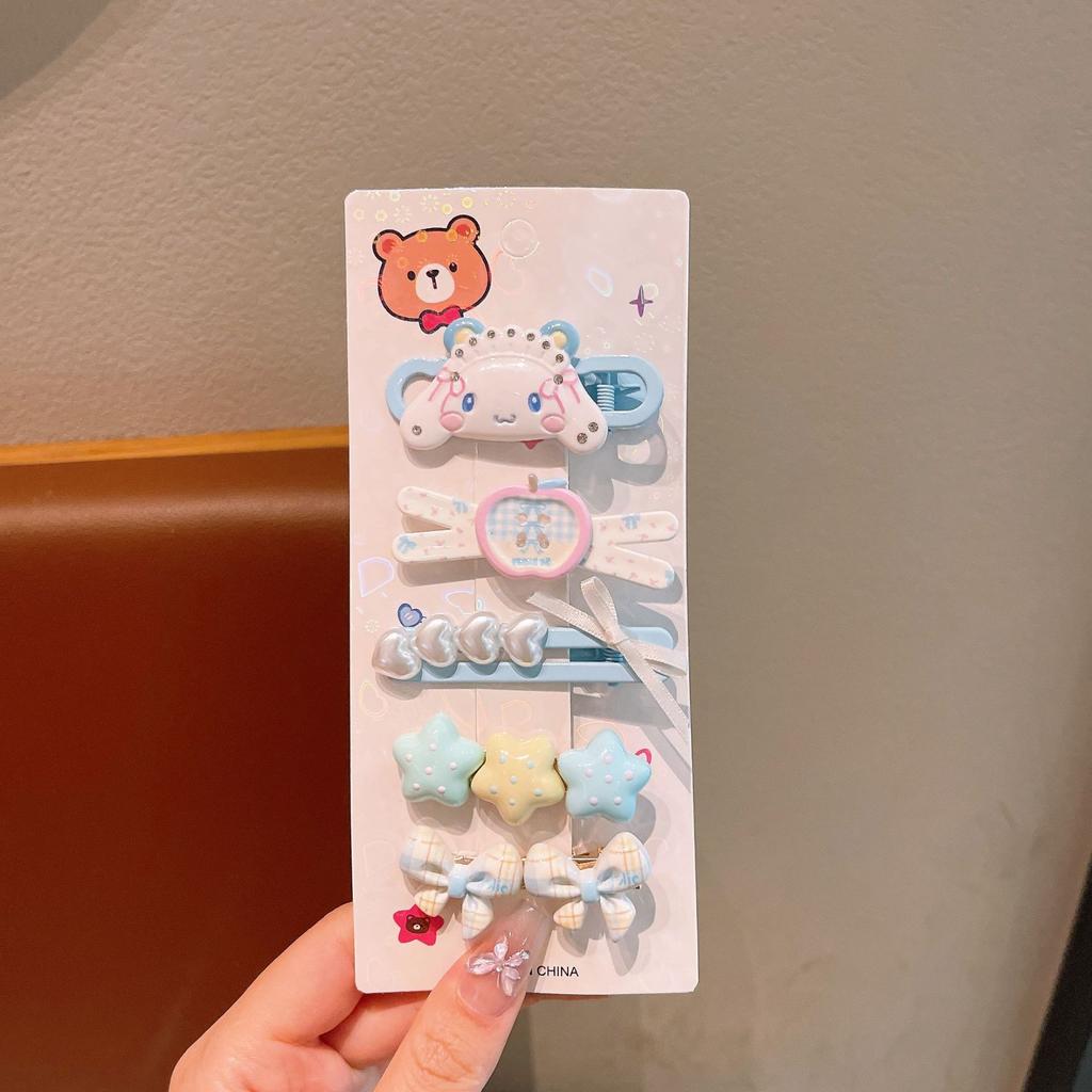 Мультяшная заколка для волос Sanrio для детей, милая заколка-зажим для волос в форме сердца для девочек, зажим для челки, аксессуары для волос для девочек, милый забавный головной убор, заколка