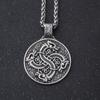 Stainless Steel Viking Dragon Pendant - Celtic Occult Talisman Necklace with Keel Chain for Men & Women's Nordic Jewelry Gifts