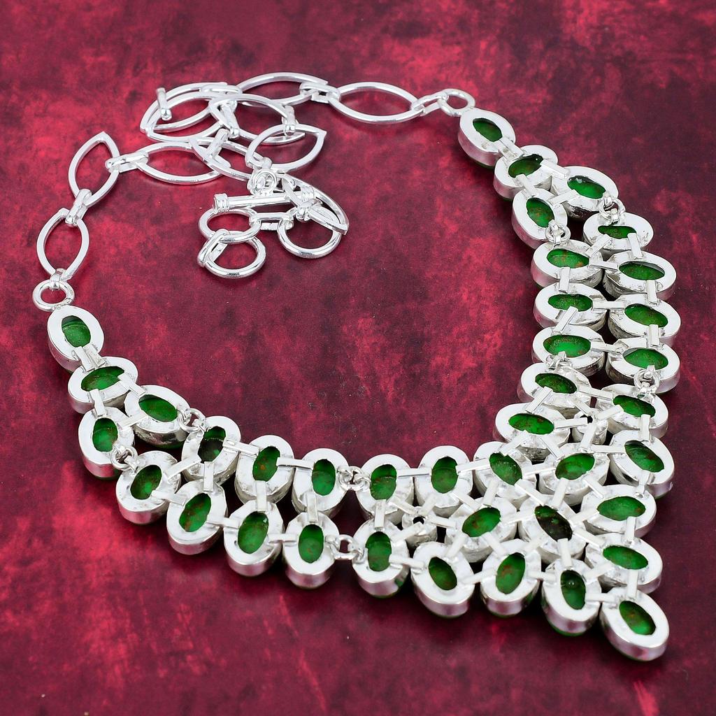 Green Copper Turquoise Necklace, 925 Sterling Silver Gemstone Jewelry, Handmade Necklace Amazing Jewelry, Gift For Her