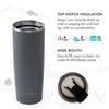 GRANDTIES Premium Drinkware Vacuum Insulated Tumbler, 590ml - Car Cup Holder Compatible & Easy Open Mouth (Stone Gray)