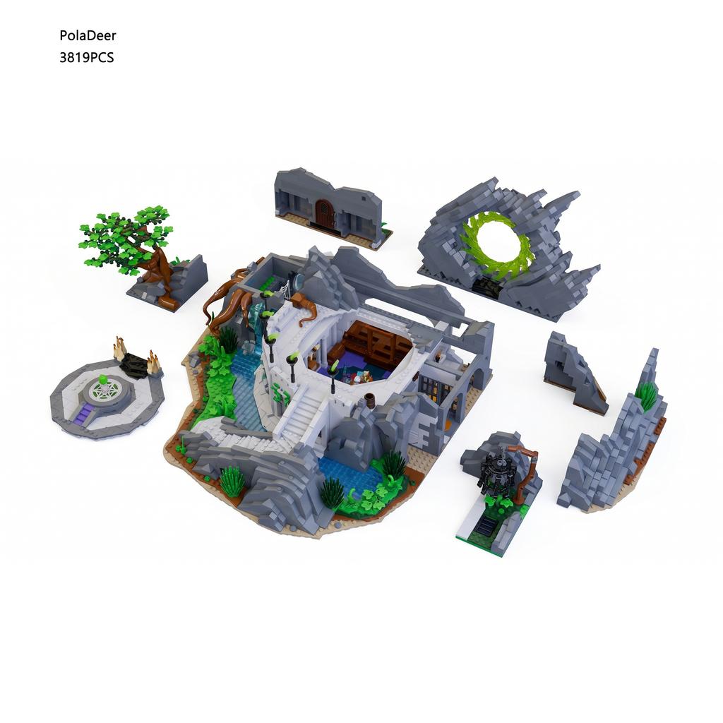PolaDeer DIY 3819 деталей MOC Горная архитектура «Портал Теней» Модель-конструктор Игрушка Подарок на день рождения