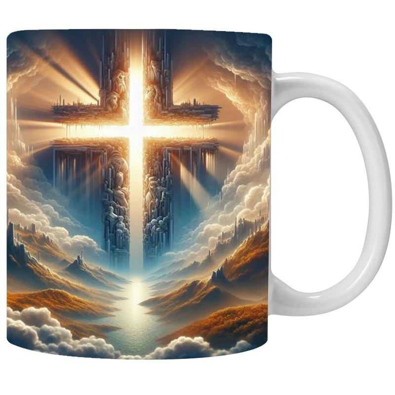3D Cross Ceramic Coffee Mug Tea Mug New Hope Sunshine
