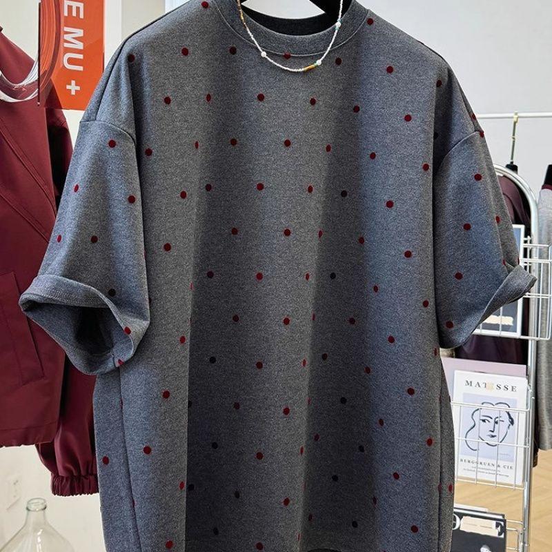 Футболка женская с коротким рукавом, с полированными плечами, нишевая, в горошек, для похудения, весна-лето