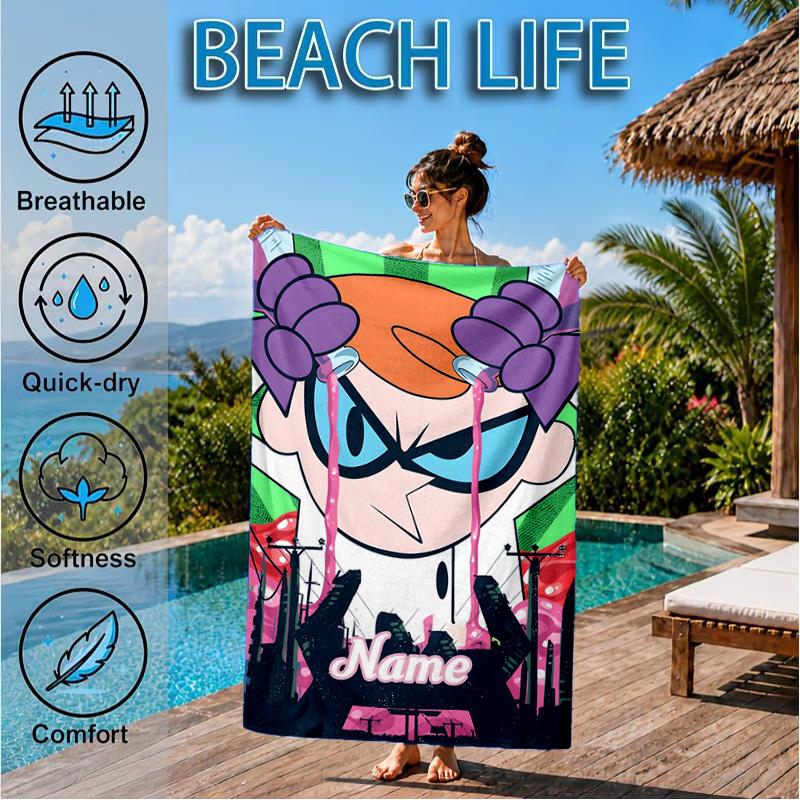 Custom Name Friendship Adventures OddParents Beach Towel Microfiber Beach Towel, Lightweight and Quick-Dry, for Summer Travel, Swimming Pool Gift