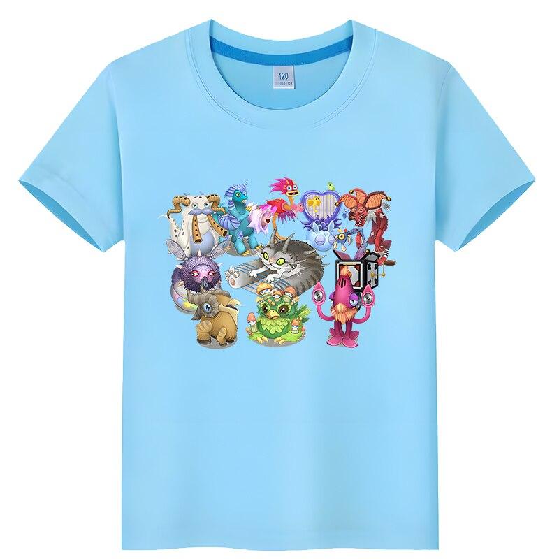 Детская футболка Футболка с принтом «Мои поющие монстры» Хлопковые топы с короткими рукавами Одежда для мальчиков и девочек Футболка с аниме y2k Детская одежда