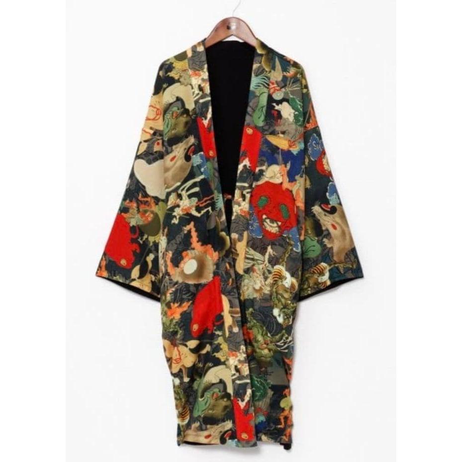 Used Kaya Ukiyo-e Yokai Reversible Haori Japanese clothing Kimono Yokai Unisex