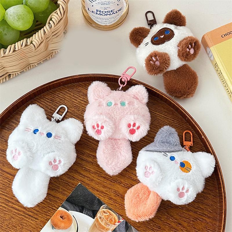 Kawaii Soft Stuffed Animal Little Cat Toys Keychain Plush Doll Bag Car Pendant Keyring Trinket Kids Birthyday Gift