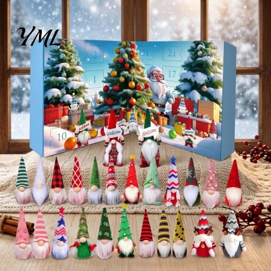 Holiday Party Favors 2026 Christmas Gnome Advent Calendar, 24 Day Countdown Box Set with Faceless Themed Desktop Ornaments Plush Dolls, Xmas for Tree