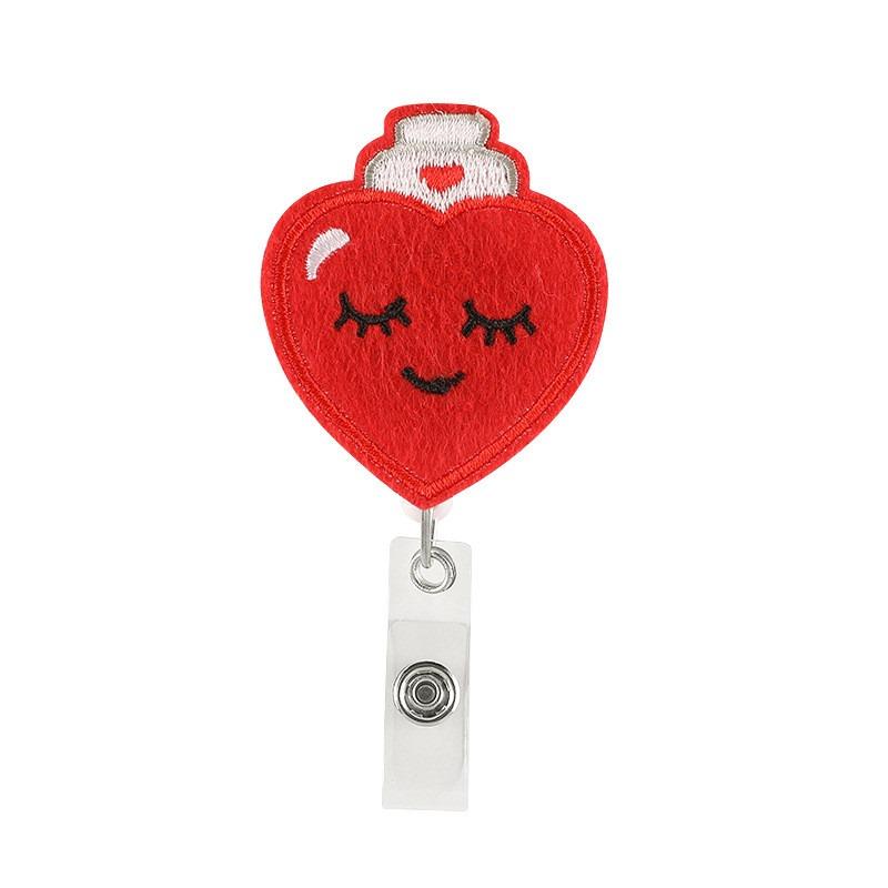 Creative Embroidery Badge Reels for Nurses Doctors Cute Smiling Face Embroidery Work Card Holder Hospital Supplies
