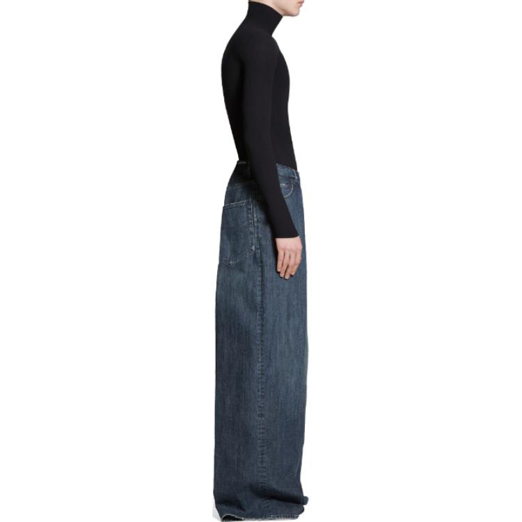 Balenciaga Jeans Unisex Indigo Moderate Wide Leg Pants 767983TNW654445